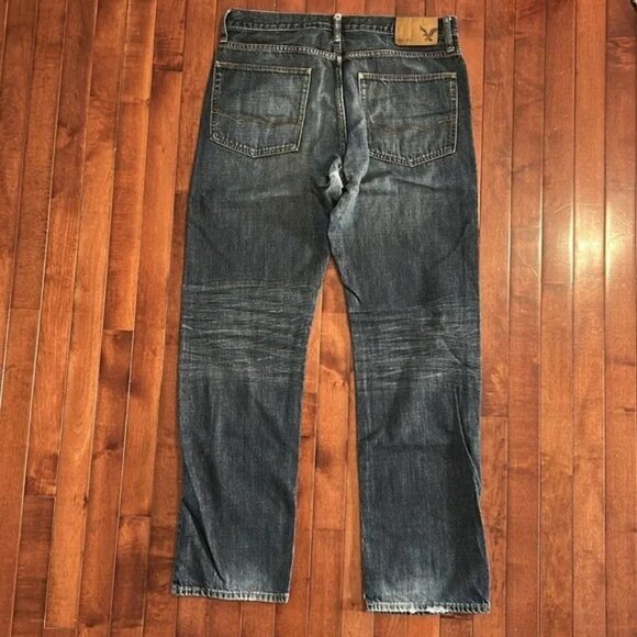 American Eagle Outfitters Men’s Dark Blue Relaxed Straight Jeans Size 33/34 - Picture 2 of 2